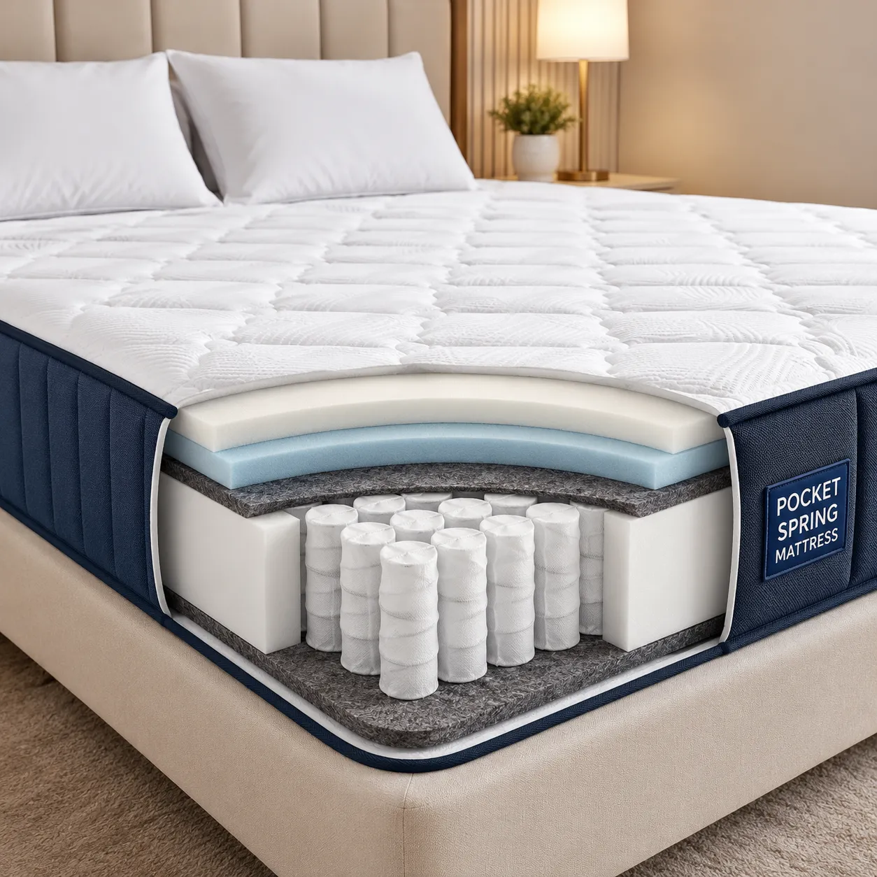 Pocket spring mattress cutaway